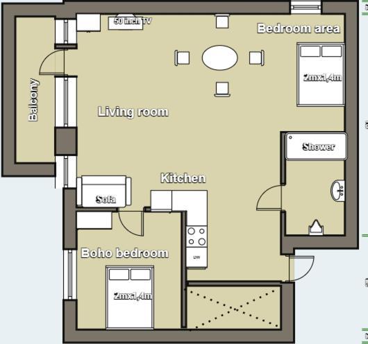 Sunny & Modern 2 Beds Spacious Air-conditioned Apartment